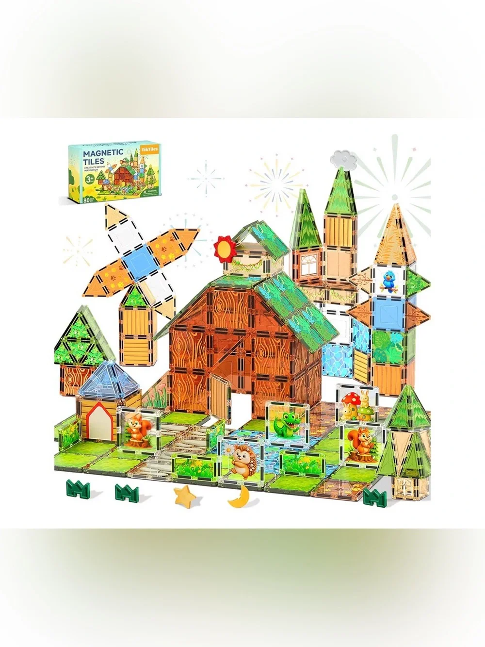 Magnetic Building Tiles Playset for Kids